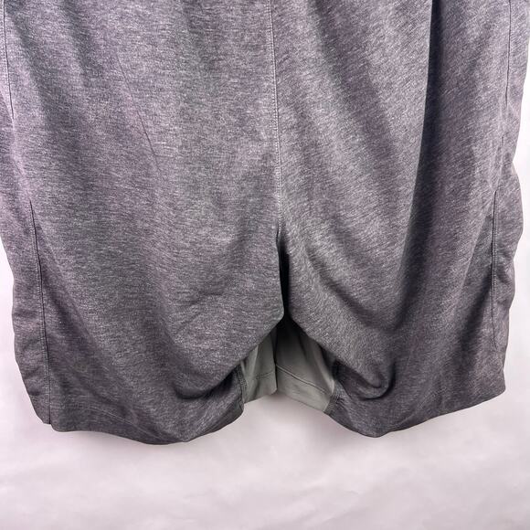 Lululemon Lined Training Shorts Gray Yellow Zip Mesh Pockets Men’s Large Workout - Picture 14 of 16